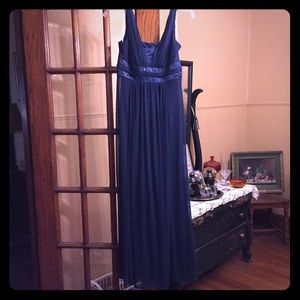 David’s Bridal Navy Chiffon Formal Gown Size 10